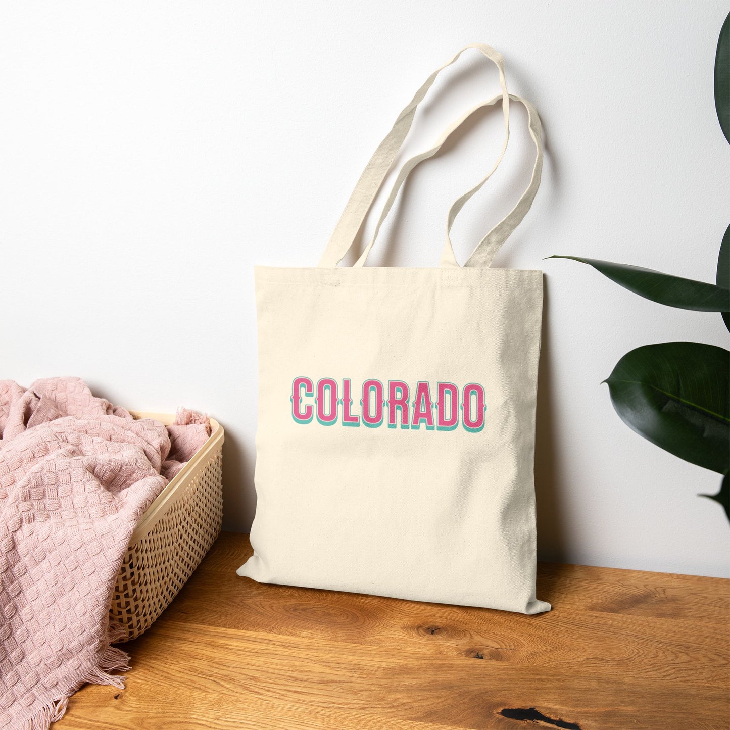 Colorado Pink Retro Print - Cotton Tote Bag